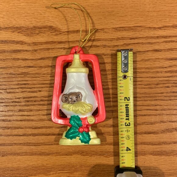 VINTAGE HANDMADE CERAMIC CHRISTMAS ORNAMENT, MOUSE INSIDE A LANTERN - Picture 3 of 4